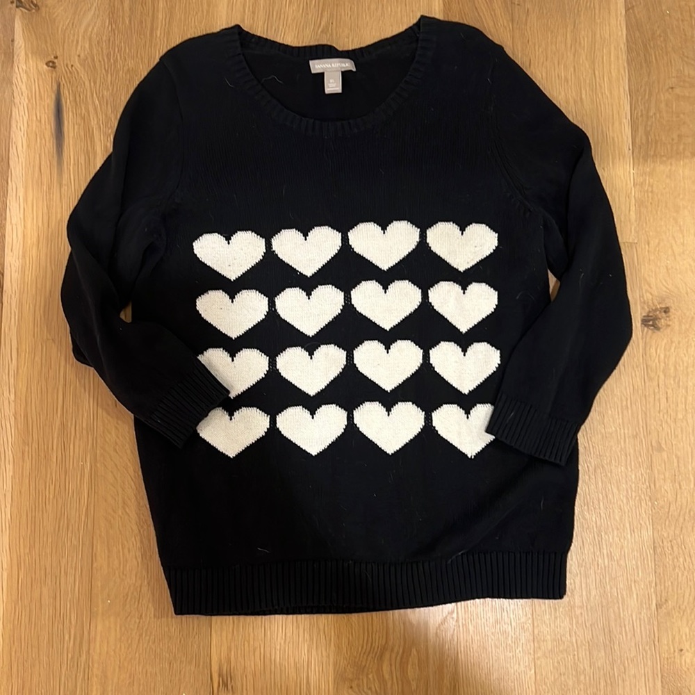 Sweater Banana Republic Hearts Black White XL